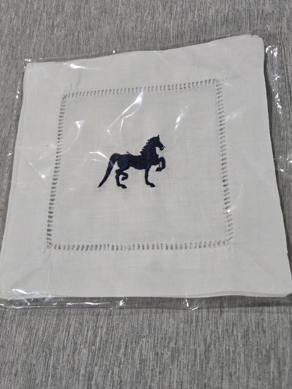 Horse Print Linen Napkins New Set Of 4